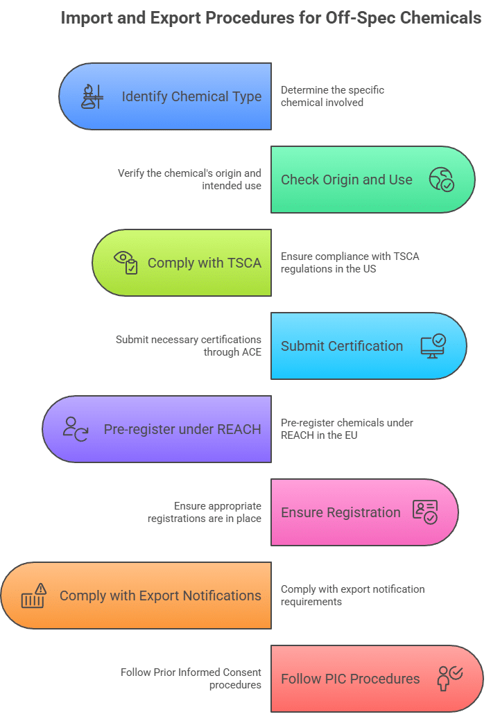 Import and Export Procedures for Off-Spec Chemicals