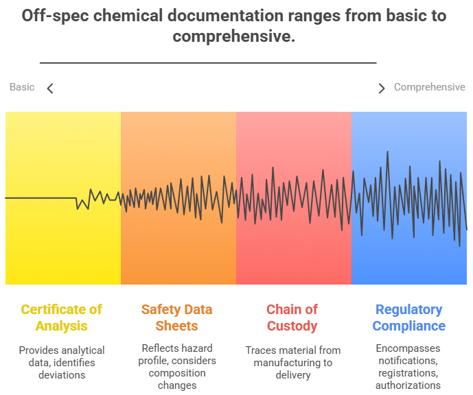 Off-spec chemical documentation ranges from basic to comprehensive.