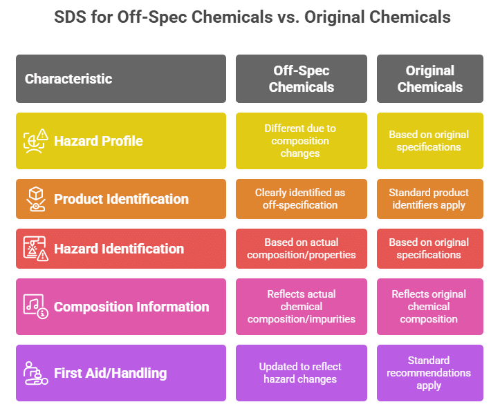 SDS for Off-Spec Chemicals vs Original Chemicals